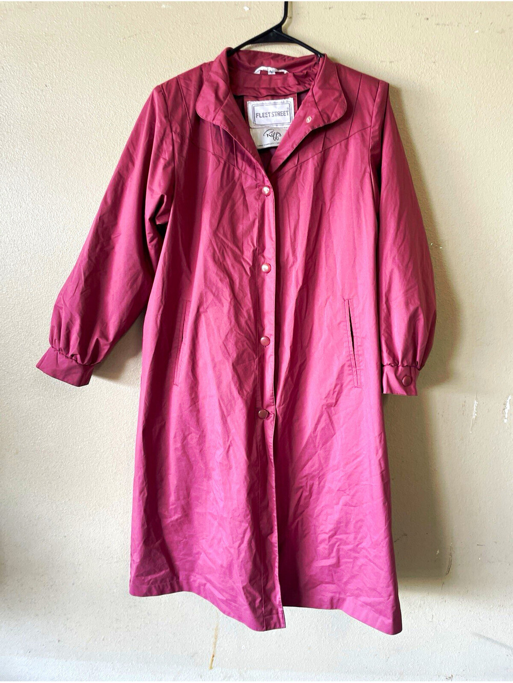 Fleet Street Women's Pink Trench windbreaker Pockets Size 8 vintage